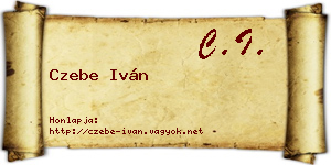 Czebe Iván névjegykártya